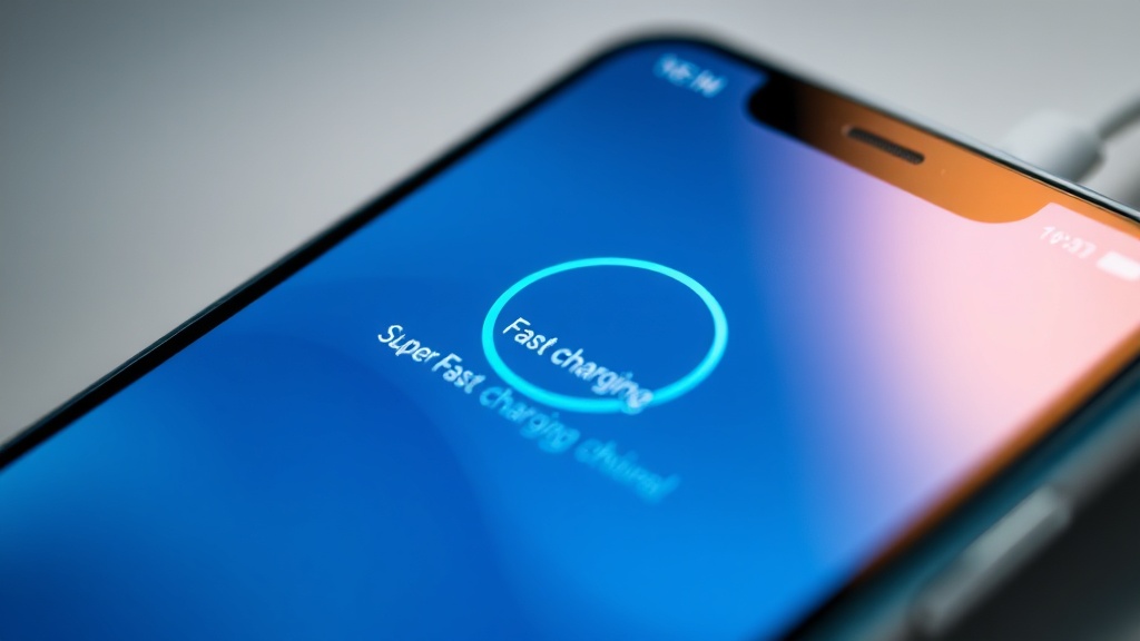 스마트폰 화면에 '고속 충전 중' 또는 '초고속 충전' 문구가 표시되어 규격이 정상 작동함을 확인하는 모습